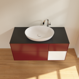 Тумба под раковину Villeroy & Boch Finion 120х50,1 см с подсветкой МДФ пион матовый лак/стекло черное матовое F952MTHB