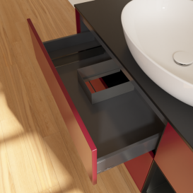 Тумба під раковину Villeroy & Boch Finion 120х50,1 см з підсвічуванням МДФ півонія матовий лак/скло чорне матове F952PDHB