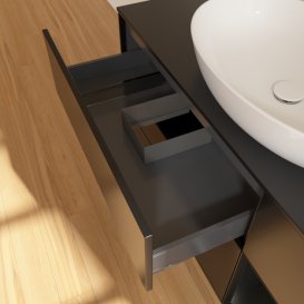 Тумба под раковину Villeroy & Boch Finion 120х50,1 см с подсветкой МДФ черный матовый лак/стекло черное матовое F952PDPD