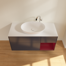 Тумба под раковину Villeroy & Boch Finion 120х50,1 см с подсветкой МДФ темно-синий матовый лак/стекло белое матовое F951HBHG