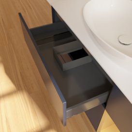 Тумба под раковину Villeroy & Boch Finion 120х50,1 см с подсветкой МДФ темно-синий матовый лак/стекло белое матовое F951HFHG