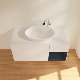 Тумба под раковину Villeroy & Boch Finion 120х50,1 см с подсветкой МДФ белый матовый лак/стекло белое матовое F951HGMT