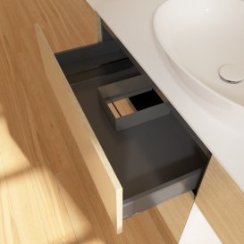 Тумба під раковину Villeroy & Boch Finion 120х50,1 см із підсвічуванням МДФ шпон дуба/скло біле матове F951MTPC