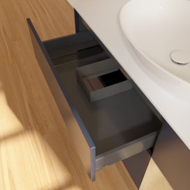 Тумба під раковину Villeroy & Boch Finion 120х50,1 см із підсвічуванням МДФ темно-синій матовий лак/скло біле матове F951PCHG