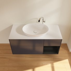 Тумба под раковину Villeroy & Boch Finion 120х50,1 см с подсветкой МДФ темно-синий матовый лак/стекло белое матовое F951PDHG