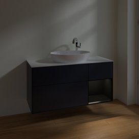 Тумба под раковину Villeroy & Boch Finion 120х50,1 см с подсветкой МДФ темно-синий матовый лак/стекло белое матовое F951PDHG