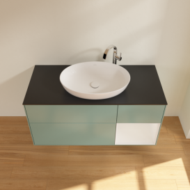 Тумба под раковину Villeroy & Boch Finion 120х50,1 см с подсветкой МДФ оливковый матовый лак/стекло черное матовое F952GFGM