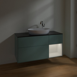 Тумба под раковину Villeroy & Boch Finion 120х50,1 см с подсветкой МДФ оливковый матовый лак/стекло черное матовое F952GFGM