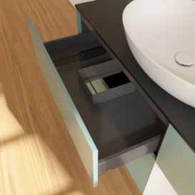 Тумба под раковину Villeroy & Boch Finion 120х50,1 см с подсветкой МДФ оливковый матовый лак/стекло черное матовое F952GFGM