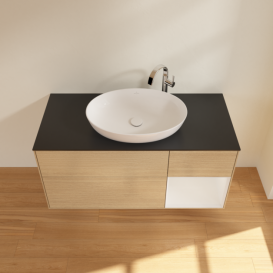 Тумба під раковину Villeroy & Boch Finion 120х50,1 см з підсвічуванням МДФ шпон дуба/скло чорне матове F952GFPC