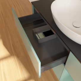 Тумба под раковину Villeroy & Boch Finion 120х50,1 см с подсветкой МДФ оливковый матовый лак/стекло черное матовое F952GMGM