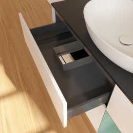 Тумба под раковину Villeroy & Boch Finion 120х50,1 см с подсветкой МДФ белый матовый лак/стекло черное матовое F952GMMT