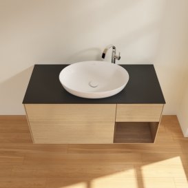 Тумба под раковину Villeroy & Boch Finion 120х50,1 см с подсветкой МДФ шпон дуба/стекло черное матовое F952GNPC