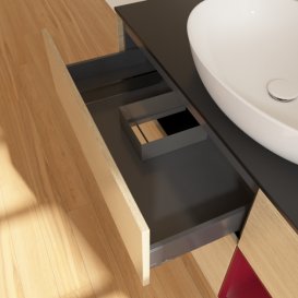 Тумба под раковину Villeroy & Boch Finion 120х50,1 см с подсветкой МДФ шпон дуба/стекло черное матовое F952HBPC