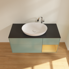 Тумба под раковину Villeroy & Boch Finion 120х50,1 см с подсветкой МДФ оливковый матовый лак/стекло черное матовое F952HFGM