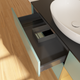 Тумба под раковину Villeroy & Boch Finion 120х50,1 см с подсветкой МДФ оливковый матовый лак/стекло черное матовое F952HFGM