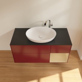 Тумба под раковину Villeroy & Boch Finion 120х50,1 см с подсветкой МДФ пион матовый лак/стекло черное матовое F952PCHB