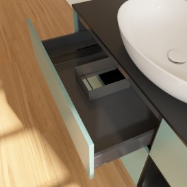 Тумба під раковину Villeroy & Boch Finion 120х50,1 см із підсвічуванням МДФ оливковий матовий лак/скло чорне матове F952PDGM