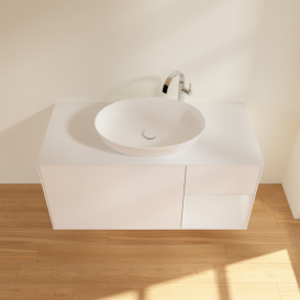 Тумба під раковину Villeroy & Boch Finion 120х50,1 см із підсвічуванням МДФ білий матовий лак/скло біле матове G951GFMT