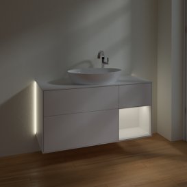 Тумба під раковину Villeroy & Boch Finion 120х50,1 см із підсвічуванням МДФ білий матовий лак/скло біле матове G951GFMT