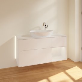 Тумба під раковину Villeroy & Boch Finion 120х50,1 см із підсвічуванням МДФ білий матовий лак/скло біле матове G951GFMT