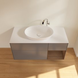 Тумба під раковину Villeroy & Boch Finion 120х50,1 см з підсвічуванням антрацит матовий лак/скло біле матове G951GNGK