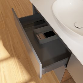 Тумба під раковину Villeroy & Boch Finion 120х50,1 см з підсвічуванням антрацит матовий лак/скло біле матове G951GNGK