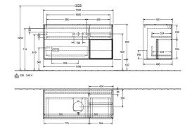 Тумба під раковину Villeroy & Boch Finion 120х50,1 см з підсвічуванням МДФ півонія матовий лак/скло біле матове G951GNHB