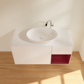 Тумба під раковину Villeroy & Boch Finion 120х50,1 см із підсвічуванням МДФ білий матовий лак/скло біле матове G951HBMT