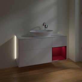 Тумба під раковину Villeroy & Boch Finion 120х50,1 см із підсвічуванням МДФ білий матовий лак/скло біле матове G951HBMT