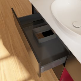 Тумба под раковину Villeroy & Boch Finion 120х50,1 см с подсветкой МДФ черный матовый лак/стекло белое матовое G951HBPD