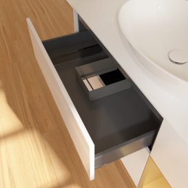 Тумба під раковину Villeroy & Boch Finion 120х50,1 см з підсвіткою МДФ білий глянцевий лак/скло біле матове G951HFGF