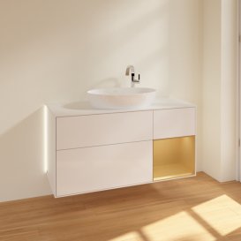 Тумба під раковину Villeroy & Boch Finion 120х50,1 см з підсвіткою МДФ білий глянцевий лак/скло біле матове G951HFGF