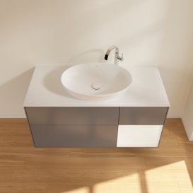 Тумба под раковину Villeroy & Boch Finion 120х50,1 см с подсветкой МДФ антрацит матовый лак/стекло белое матовое G951MTGK
