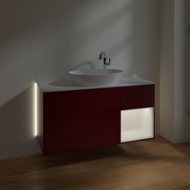 Тумба под раковину Villeroy & Boch Finion 120х50,1 см с подсветкой МДФ пион матовый лак/стекло белое матовое G951MTHB