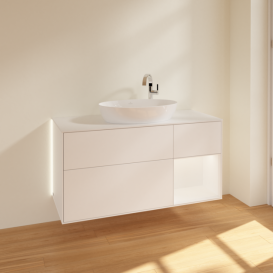Тумба під раковину Villeroy & Boch Finion 120х50,1 см із підсвічуванням МДФ білий матовий лак/скло біле матове G951MTMT