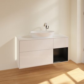 Тумба под раковину Villeroy & Boch Finion 120х50,1 см с подсветкой МДФ глянцевый белый лак/стекло белое матовое G951PDGF