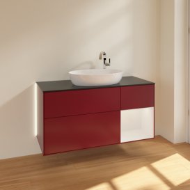 Тумба під раковину Villeroy & Boch Finion 120х50,1 см з підсвічуванням МДФ півонія матовий лак/скло чорне матовеТумба під раковину Villeroy & Boch Finion 120х50,1 см з підсвічуванням МДФ півонія матовий лак/скло G952GFHB