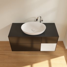 Тумба под раковину Villeroy & Boch Finion 120х50,1 см с подсветкой МДФ черный матовый лак/стекло черное матовое G952GFPD