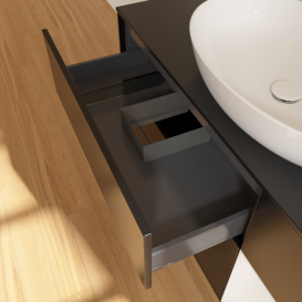 Тумба под раковину Villeroy & Boch Finion 120х50,1 см с подсветкой МДФ черный матовый лак/стекло черное матовое G952GFPD