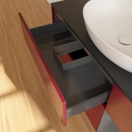 Тумба под раковину Villeroy & Boch Finion 120х50,1 см с подсветкой МДФ пион матовый лак/стекло черное матовое G952GKHB