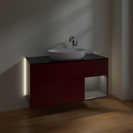 Тумба под раковину Villeroy & Boch Finion 120х50,1 см с подсветкой МДФ пион матовый лак/стекло черное матовое G952GKHB