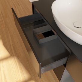 Тумба під раковину Villeroy & Boch Finion 120х50,1 см з підсвічуванням МДФ чорний матовий лак/скло чорне матове G952GKPD