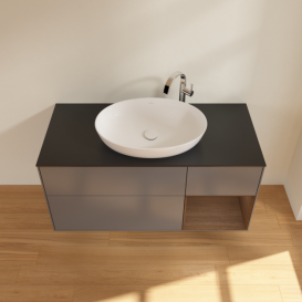 Тумба под раковину Villeroy & Boch Finion 120х50,1 см с подсветкой МДФ антрацит матовый лак/стекло черное матовое G952GNGK