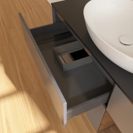 Тумба под раковину Villeroy & Boch Finion 120х50,1 см с подсветкой МДФ антрацит матовый лак/стекло черное матовое G952GNGK