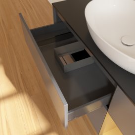 Тумба під раковину Villeroy & Boch Finion 120х50,1 см з підсвічуванням антрацит матовий лак/скло чорне матове G952HFGK