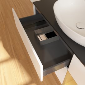 Тумба под раковину Villeroy & Boch Finion 120х50,1 см с подсветкой МДФ белый матовый лак/стекло черное матовое G952HFMT