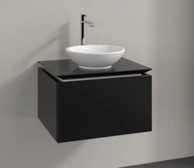 Тумба під раковину Villeroy&Boch Legato 60х50 см МДФ/ДСП чорний матовий лак B56700PD