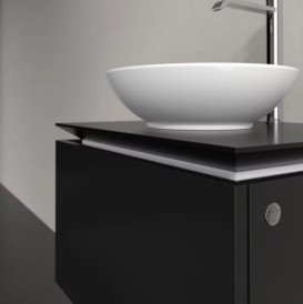 Тумба під раковину Villeroy&Boch Legato 60х50 см МДФ/ДСП чорний матовий лак B56700PD