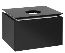 Тумба під раковину Villeroy&Boch Legato 60х50 см МДФ/ДСП чорний матовий лак B56700PD